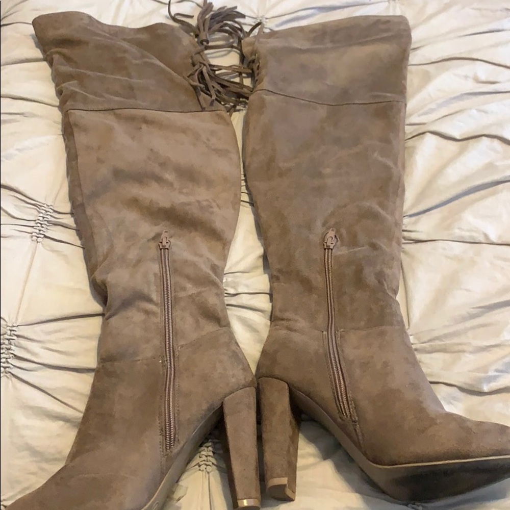 Thigh high tan boots